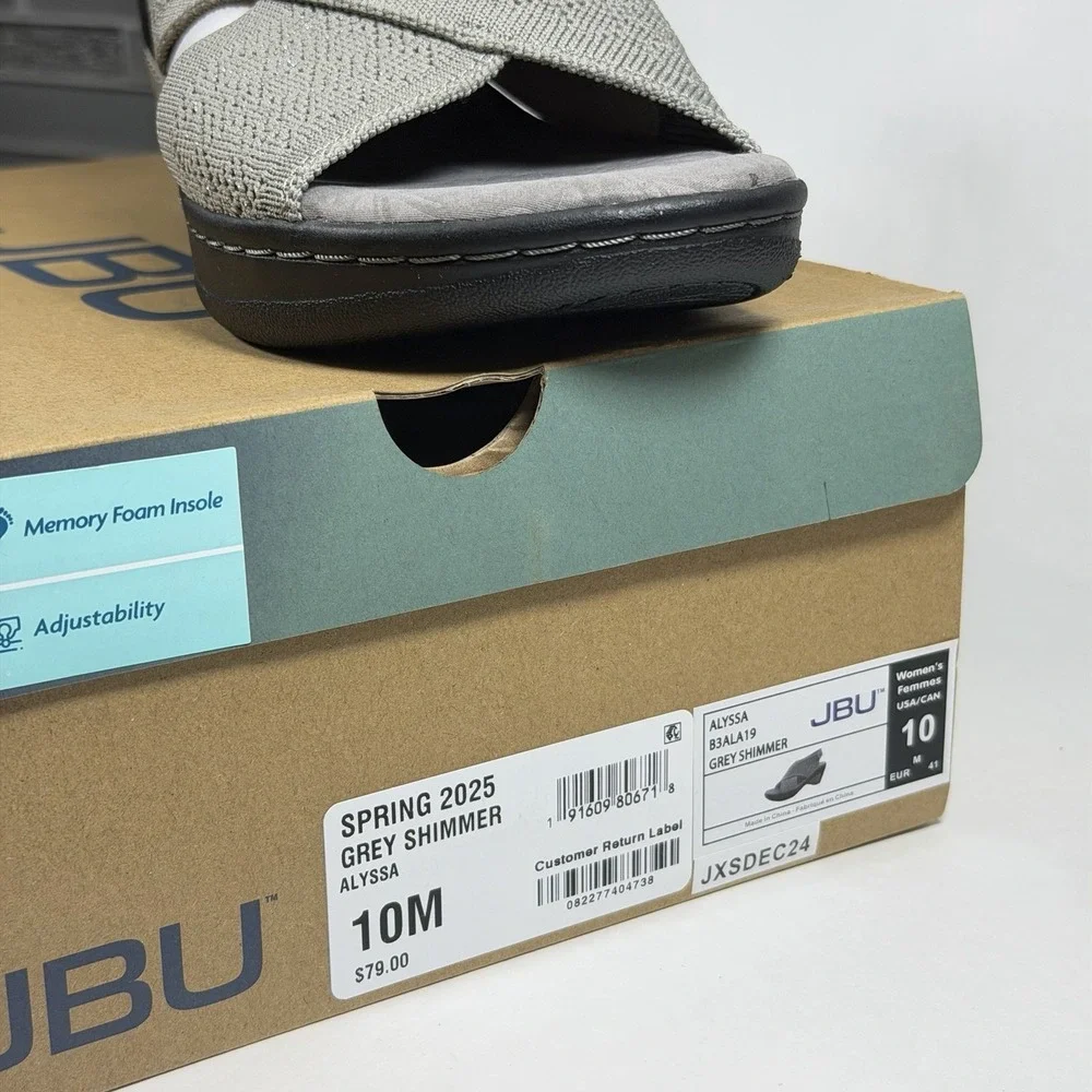 JBU by Jambu Size-10 M Women's Alyssa Shimmer Knit Wedge Heel Sandal